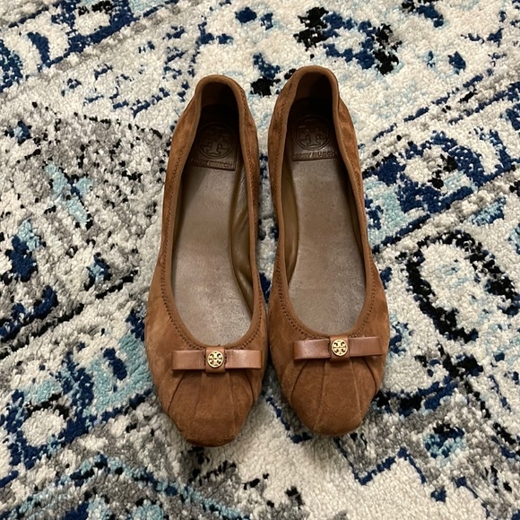 Tory Burch Marion Suede Leather Brown Flats Shoes sz 9M - Picture 3 of 16